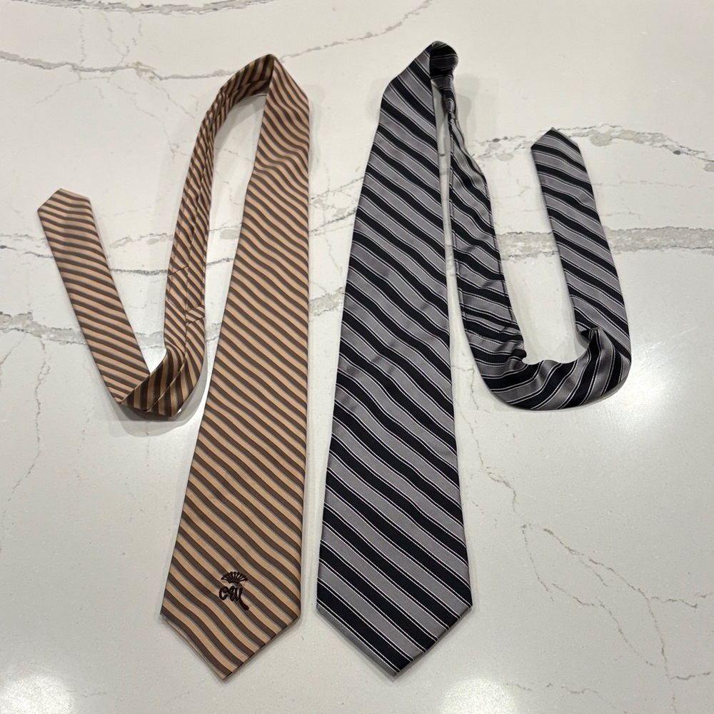 Striped Brown and Gray Ties